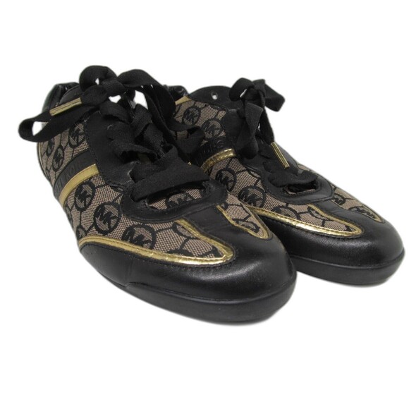 Michael Kors  Black And Gold Logo Lace Up Sneakers Womens Size US 7 M - Picture 2 of 16